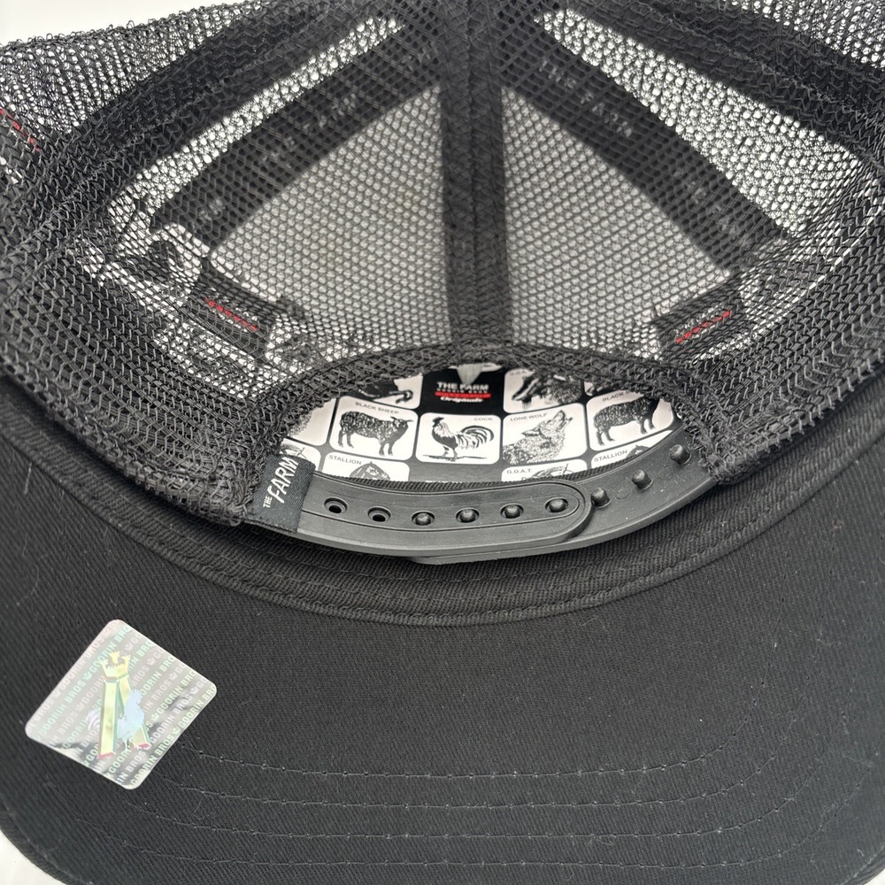 Goorin Bros The Bandit Raccoon Black Trucker Snapback Hat The Farm NWT - Picture 2 of 3